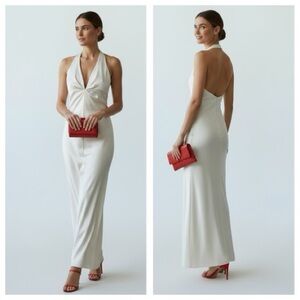 Laundry By Shelli Segal Cream Backless Dress